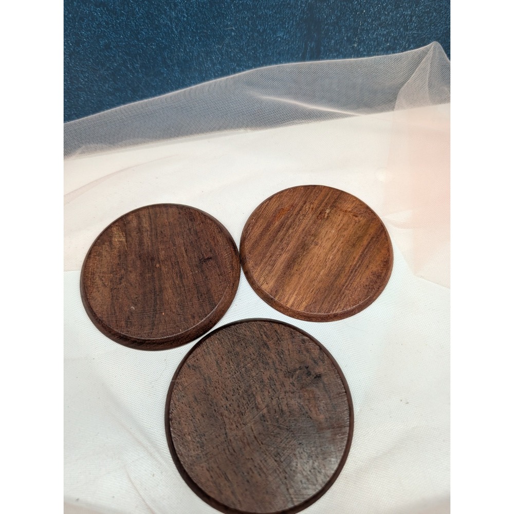 Carved Wooden Coaster Set with Holder & Brass Inlay Floral Detail - Picture 10 of 12